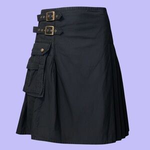 1990s Vintage Black Steampunk Kilt